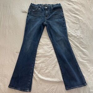 American‎ Eagle Next Level Stretch Kick Bootcut Jeans Dark Denim women 12 short